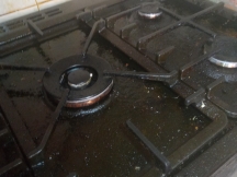 Greasy food residue on cooking hob